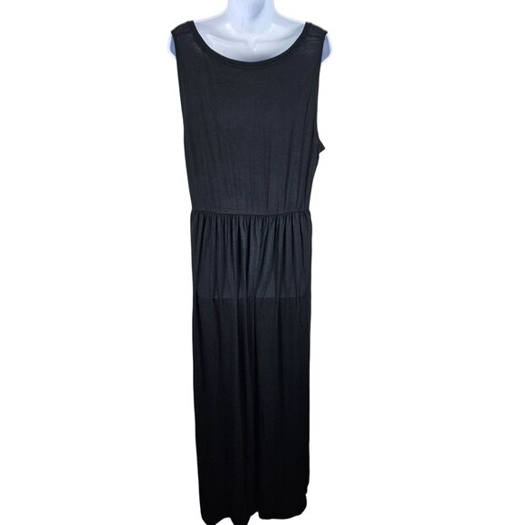 Essentials Womens Black Sleeveless Maxi Tank Dress Elastic Waist Size XL Casual - Picture 5 of 9
